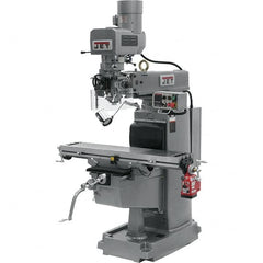Jet - 10" Table Width x 50" Table Length, Electronic Variable Speed Control, 3 Phase Knee Milling Machine - 3 hp - Exact Tooling