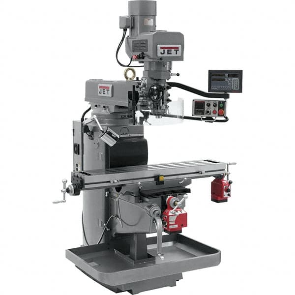 Jet - 10" Table Width x 50" Table Length, Electronic Variable Speed Control, 3 Phase Knee Milling Machine - 3 hp - Exact Tooling
