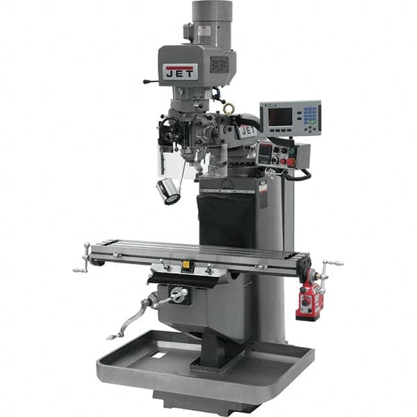Jet - 9" Table Width x 49" Table Length, Electronic Variable Speed Control, 3 Phase Knee Milling Machine - 3 hp - Exact Tooling