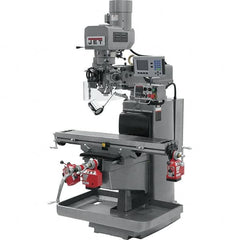 Jet - 10" Table Width x 50" Table Length, Electronic Variable Speed Control, 3 Phase Knee Milling Machine - 3 hp - Exact Tooling