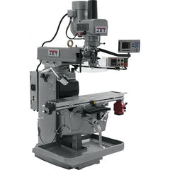 Jet - 10" Table Width x 50" Table Length, Electronic Variable Speed Control, 3 Phase Knee Milling Machine - 3 hp - Exact Tooling