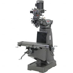 Jet - 9" Table Width x 42" Table Length, Step Pulley Control, 1 Phase Knee Milling Machine - 3 hp - Exact Tooling