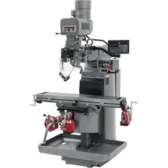 Jet - 10" Table Width x 50" Table Length, Electronic Variable Speed Control, 3 Phase Knee Milling Machine - 3 hp - Exact Tooling