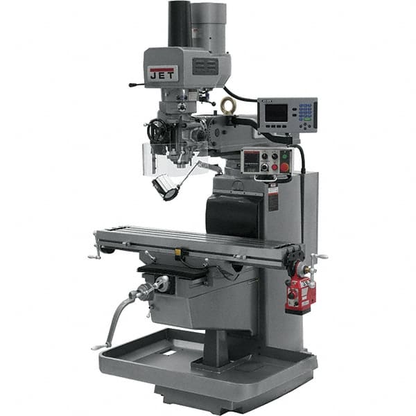 Jet - 10" Table Width x 50" Table Length, Electronic Variable Speed Control, 3 Phase Knee Milling Machine - 3 hp - Exact Tooling
