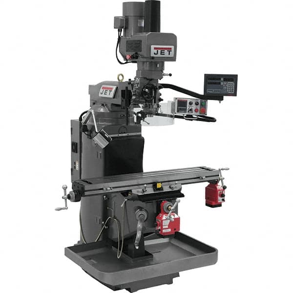 Jet - 9" Table Width x 49" Table Length, Electronic Variable Speed Control, 3 Phase Knee Milling Machine - 3 hp - Exact Tooling