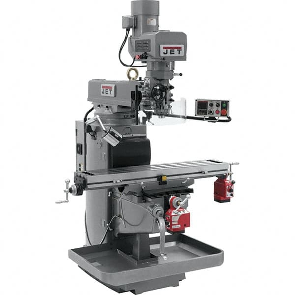 Jet - 10" Table Width x 50" Table Length, Electronic Variable Speed Control, 3 Phase Knee Milling Machine - 3 hp - Exact Tooling