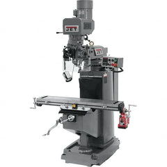 Jet - 9" Table Width x 49" Table Length, Electronic Variable Speed Control, 3 Phase Knee Milling Machine - 3 hp - Exact Tooling