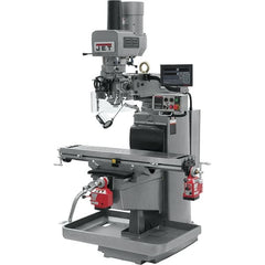 Jet - 10" Table Width x 50" Table Length, Electronic Variable Speed Control, 3 Phase Knee Milling Machine - 3 hp - Exact Tooling