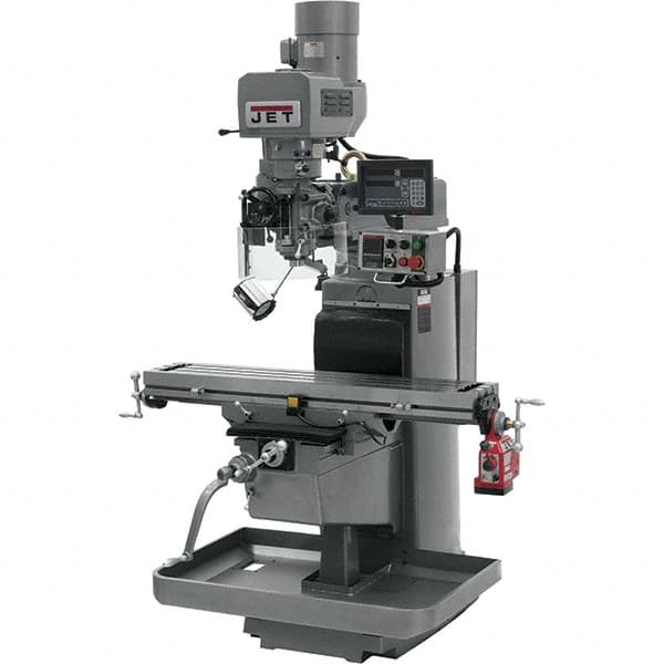 Jet - 10" Table Width x 50" Table Length, Electronic Variable Speed Control, 3 Phase Knee Milling Machine - 3 hp - Exact Tooling