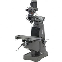 Jet - 9" Table Width x 42" Table Length, Step Pulley Control, 1 Phase Knee Milling Machine - 2 hp - Exact Tooling