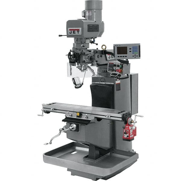 Jet - 9" Table Width x 49" Table Length, Electronic Variable Speed Control, 3 Phase Knee Milling Machine - 3 hp - Exact Tooling