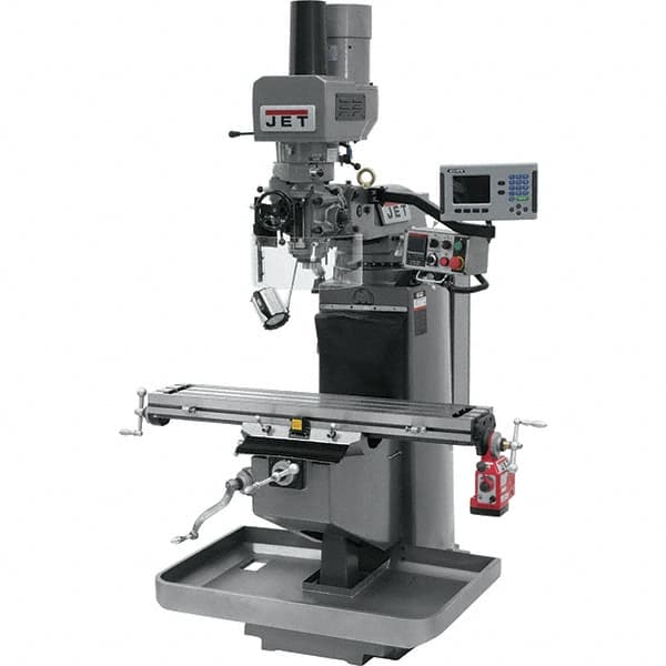 Jet - 9" Table Width x 49" Table Length, Electronic Variable Speed Control, 3 Phase Knee Milling Machine - 3 hp - Exact Tooling