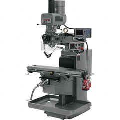 Jet - 10" Table Width x 50" Table Length, Electronic Variable Speed Control, 3 Phase Knee Milling Machine - 3 hp - Exact Tooling