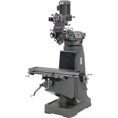 Jet - 9" Table Width x 42" Table Length, Step Pulley Control, 3 Phase Knee Milling Machine - 2 hp - Exact Tooling