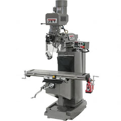 Jet - 10" Table Width x 50" Table Length, Electronic Variable Speed Control, 3 Phase Knee Milling Machine - R8 Spindle Taper, 3 hp - Exact Tooling