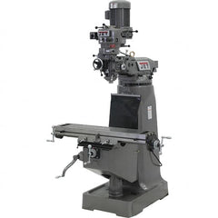 Jet - 9" Table Width x 42" Table Length, Step Pulley Control, 3 Phase Knee Milling Machine - 2 hp - Exact Tooling