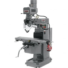 Jet - 10" Table Width x 50" Table Length, Electronic Variable Speed Control, 3 Phase Knee Milling Machine - 3 hp - Exact Tooling