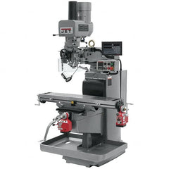 Jet - 10" Table Width x 50" Table Length, Electronic Variable Speed Control, 3 Phase Knee Milling Machine - 3 hp - Exact Tooling