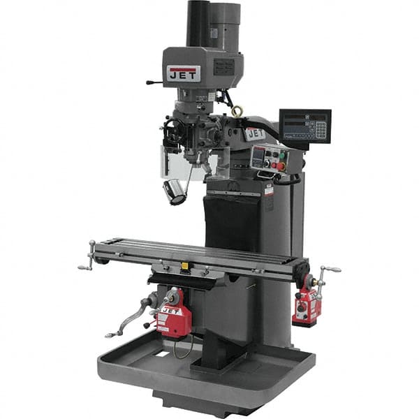 Jet - 9" Table Width x 49" Table Length, Electronic Variable Speed Control, 3 Phase Knee Milling Machine - 3 hp - Exact Tooling