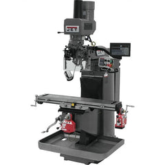 Jet - 9" Table Width x 49" Table Length, Electronic Variable Speed Control, 3 Phase Knee Milling Machine - 3 hp - Exact Tooling