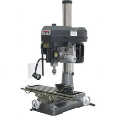 Jet - 1 Phase, 15-7/8" Swing, Step Pulley Mill Drill Combination - 31-3/4" Table Length x 9-1/2" Table Width, 20-1/2" Longitudinal Travel, 2 hp, 230 Volts - Exact Tooling