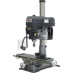 Jet - 1 Phase, 15-7/8" Swing, Step Pulley Mill Drill Combination - 31-3/4" Table Length x 9-1/2" Table Width, 20-1/2" Longitudinal Travel, 2 hp, 230 Volts - Exact Tooling