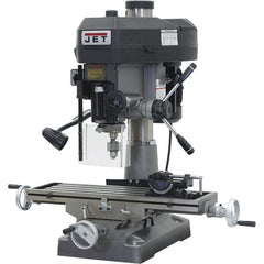 Jet - 1 Phase, 15-7/8" Swing, Step Pulley Mill Drill Combination - 31-3/4" Table Length x 9-1/2" Table Width, 20-1/2" Longitudinal Travel, 2 hp, 115/230 Volts - Exact Tooling