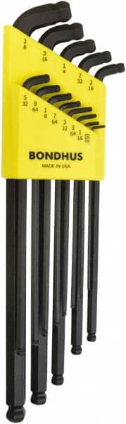 Bondhus - 13 Piece L-Key Ball End Hex Key Set - Hex Range 0.05 to 3/8", Protanium High Torque Steel - Exact Tooling