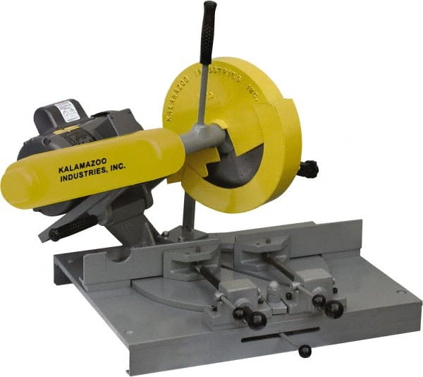 Kalamazoo - 10" Blade Diam, 5/8" Arbor Hole, Miter Chop & Cutoff Saw - 3,450 RPM, 3 hp, 220/440 Volts, 1 or 3 Phase - Exact Tooling