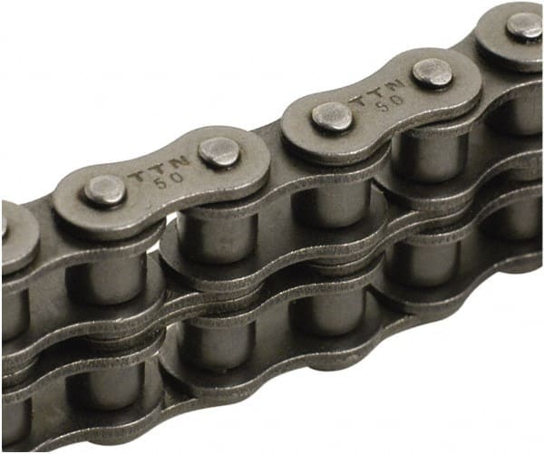 Tritan - 1" Pitch, ANSI 80-2, Double Strand Roller Chain - Chain No. 80-2, 25,493 Lb. Capacity, 100 Ft. Long, 5/8" Roller Diam, 0.62" Roller Width - Exact Tooling