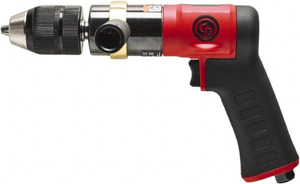 Chicago Pneumatic - 1/2" Keyless Chuck - Pistol Grip Handle, 600 RPM, 0.5 hp, 90 psi - Exact Tooling