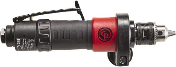 Chicago Pneumatic - 3/8" Keyed Chuck - Inline Handle, 2,100 RPM, 0.4 hp, 90 psi - Exact Tooling