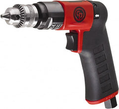 Chicago Pneumatic - 1/4" Reversible Keyed Chuck - Pistol Grip Handle, 2,800 RPM, 0.3 hp, 90 psi - Exact Tooling