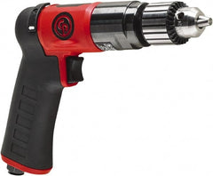 Chicago Pneumatic - 3/8" Reversible Keyed Chuck - Pistol Grip Handle, 2,100 RPM, 0.5 hp, 90 psi - Exact Tooling