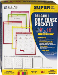 C-LINE - 25 Piece Assorted Colors Neon Colors Storage Pockets - 12" High x 9" Wide - Exact Tooling