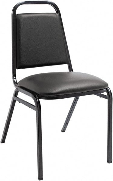 ALERA - Vinyl Black Stacking Chair - Black Frame, 15" Wide x 20-1/2" Deep x 32" High - Exact Tooling