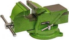 OEM Tools - 4" Jaw Width, 4" Opening Capacity, 1-57/64" Throat Depth, Cast Iron Swivel Bench Vise - Bolt Down Base Attachment - Exact Tooling