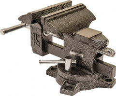 OEM Tools - 4-1/2" Jaw Width, 4-1/2" Opening Capacity, 1-3/4" Throat Depth, Cast Iron Swivel Bench Vise - Bolt Down Base Attachment - Exact Tooling