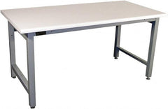 Proline - 72 Wide x 30" Deep x 36" High, Plastic Laminate Workbench - Adjustable Height Legs, Gray - Exact Tooling