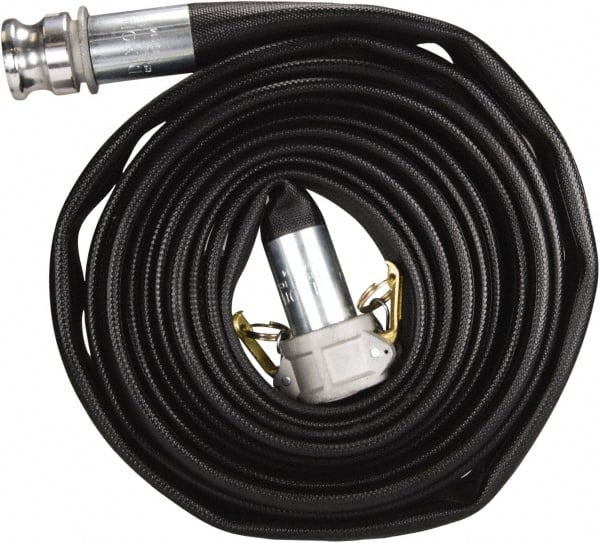 Dixon Valve & Coupling - 1-1/2" ID, 225 Working psi, White Polyester/Rubber Fire Hose, Single Jacket - Male x Female NST (NH) Ends, 50' Long, 675 Burst psi - Exact Tooling