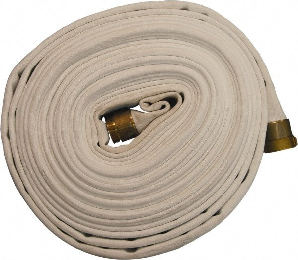 Dixon Valve & Coupling - 2-1/2" ID, 360 Working psi, White Polyester Fire Hose - Male x Female NST (NH) Ends, 25' Long, 1,080 Burst psi - Exact Tooling