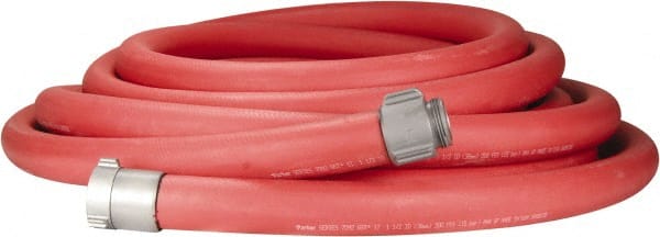 Dixon Valve & Coupling - 1-1/2" ID, 225 Working psi, Orange Polyester/Rubber Fire Hose, Single Jacket - Male x Female NST (NH) Ends, 50' Long, 675 Burst psi - Exact Tooling