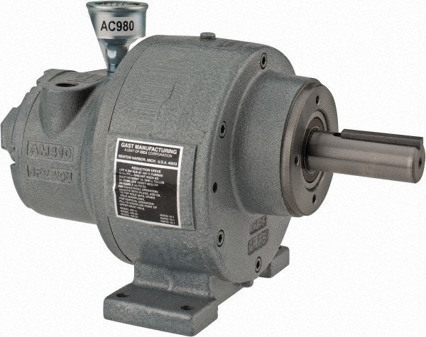 Gast - 1-1/4 hp Reversible Face/Foot Air Actuated Motor - 15:1 Gear Ratio, 200 Max RPM, 11.56" OAL, 1" Shaft Diam - Exact Tooling