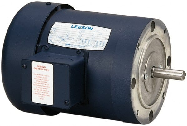 Leeson - 1/2 Max hp, 1,725 Max RPM, Electric AC DC Motor - 208-230/460 V Input, Three Phase, 56C Frame - Exact Tooling