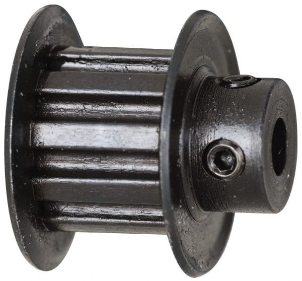 Power Drive - 21 Tooth, 1/4" Inside x 1.317" Outside Diam, Timing Belt Pulley - 1/4, 3/8" Belt Width, 1.337" Pitch Diam, Steel & Cast Iron - Exact Tooling