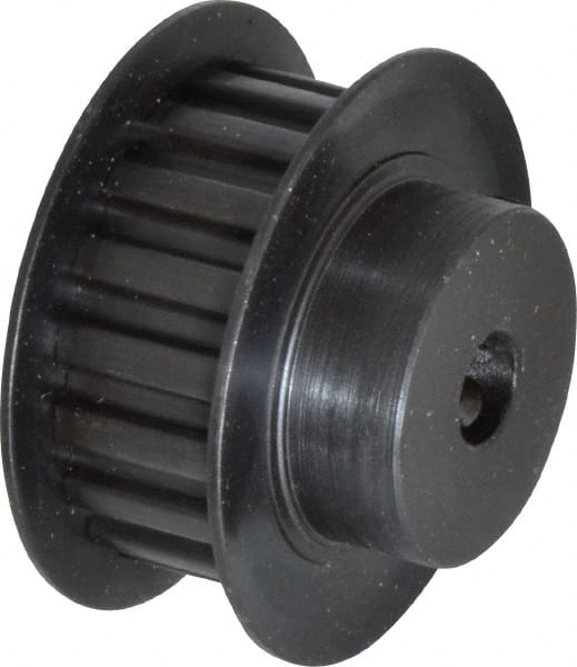 Power Drive - 18 Tooth, 1/4" Inside x 1-1/8" Outside Diam, Timing Belt Pulley - 1/4, 3/8" Belt Width, 1.146" Pitch Diam, Steel & Cast Iron - Exact Tooling