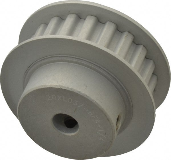 Power Drive - 20 Tooth, 1/4" Inside x 1.253" Outside Diam, Timing Belt Pulley - 1/4, 3/8" Belt Width, 1.273" Pitch Diam, Steel & Cast Iron - Exact Tooling