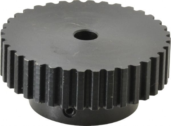 Power Drive - 36 Tooth, 5/16" Inside x 2.272" Outside Diam, Timing Belt Pulley - 1/4, 3/8" Belt Width, 2.292" Pitch Diam, Steel & Cast Iron - Exact Tooling