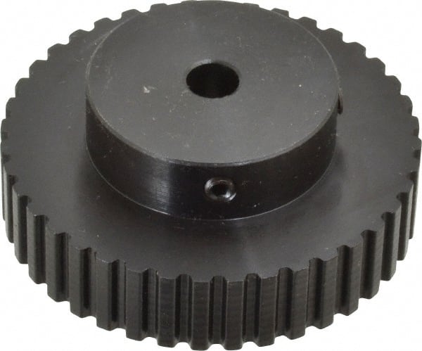 Power Drive - 40 Tooth, 5/16" Inside x 2.526" Outside Diam, Timing Belt Pulley - 1/4, 3/8" Belt Width, 2.546" Pitch Diam, Steel & Cast Iron - Exact Tooling