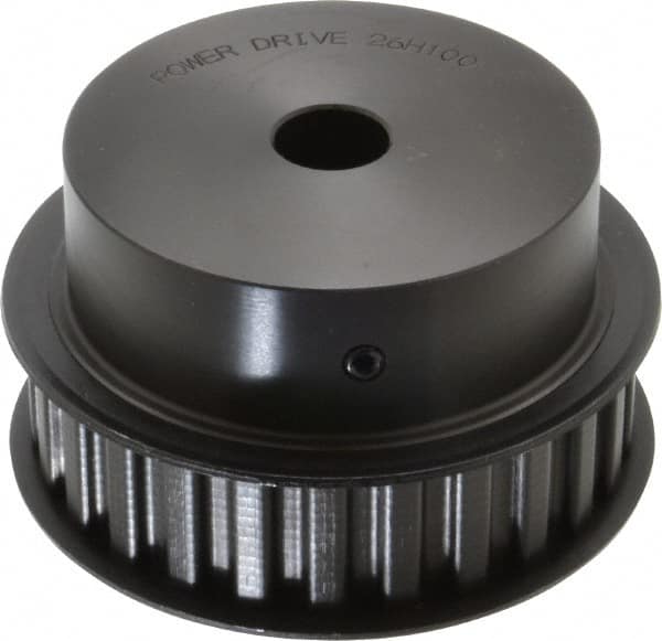 Power Drive - 26 Tooth, 3/4" Inside x 4.084" Outside Diam, Timing Belt Pulley - 3/4, 1" Belt Width, 4.138" Pitch Diam, Steel & Cast Iron - Exact Tooling